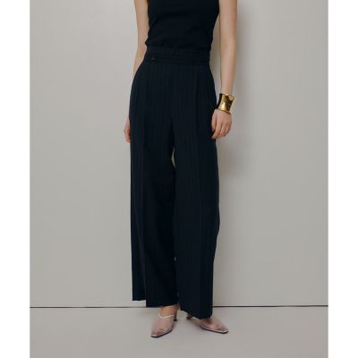 ＜allureville (Women)＞ＴＷストライプウェストタックパンツ