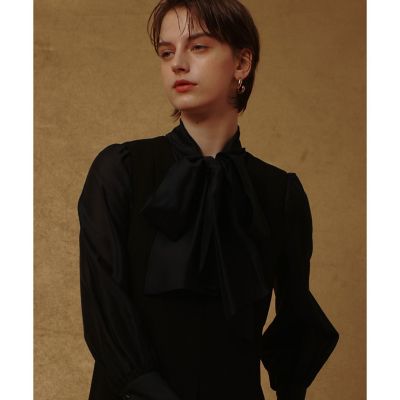 ※新品タグ付き※allureville オーガンザボウブラウス　ブラック オーガンザボウブラウス | allureville (Women)/アルアバイル | 三越