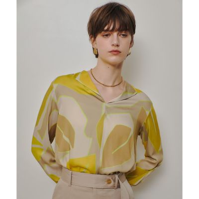 ＜allureville (Women)＞ＦＡＳＡＣリーフプリントフレンチカラーシャツ