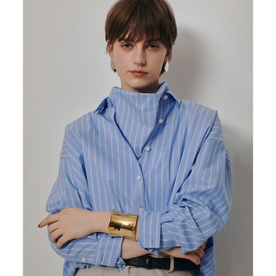 ＜allureville (Women)＞ストライプスカーフ付バルーンシャツ