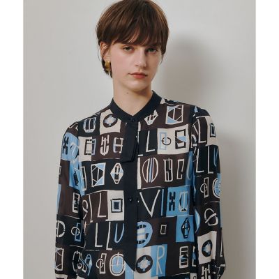 ＜allureville (Women)＞パッチワークプリントボウブラウス