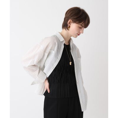＜allureville (Women)＞ストライプシアーシャツ