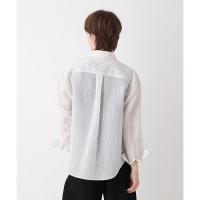 美品1度着用のみ　allureville アルアバイル　ストライプ レースシャツ ストライプシアーシャツ | allureville (Women)/アルアバイル | 三越