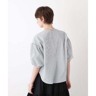 サッカーストライプパフスリーブブラウス | allureville (Women