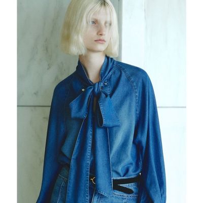 ＜allureville (Women)＞デニムボウブラウス