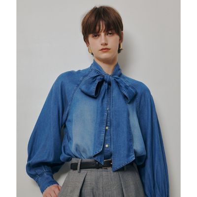 ＜allureville (Women)＞〈ＷＥＢ・一部店舗別注〉デニムボウブラウス