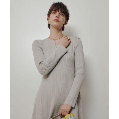 コンシールフロントマチフレアリブワンピース | allureville (Women