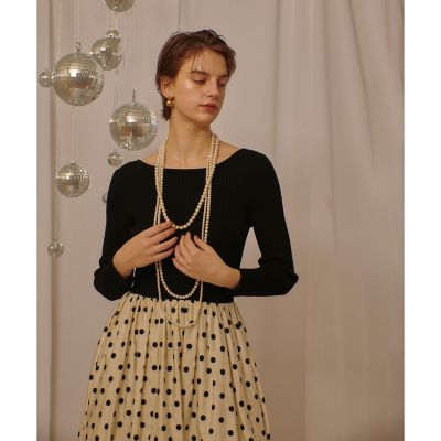 ＜allureville (Women)＞ドット柄ドッキングニットワンピース