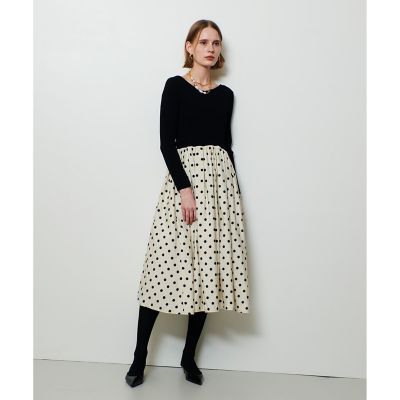 ドット柄ドッキングニットワンピース | allureville (Women