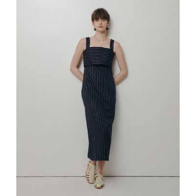 リネンストライプジャンパーワンピース | allureville (Women