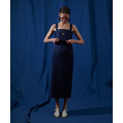 リネンストライプジャンパーワンピース | allureville (Women