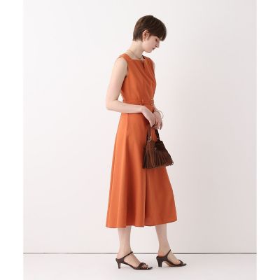 allureville スラッシュネックフレアワンピース 2 オレンジ スクウェアデザインフレアワンピース | allureville (Women