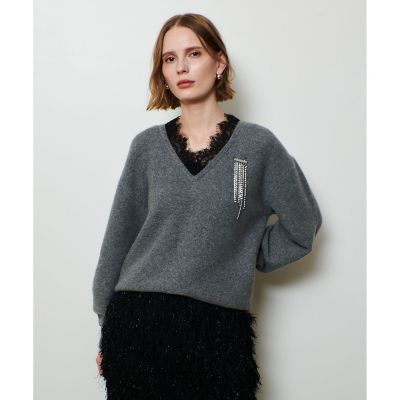 ＜allureville (Women)＞レースドッキングプルオーバー