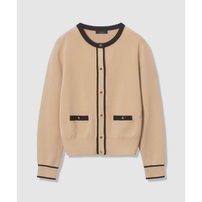 allureville アルアバイル 配色ポケットクルーカーディガン ハイショクポケットクルーカーディガン | allureville (Women