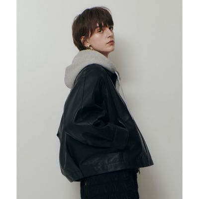 レザークルーネックブルゾン | allureville (Women)/アルアバイル