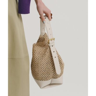 ＜allureville (Women)＞ラフィアコンビバケツショルダーバッグ