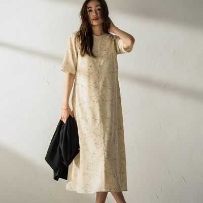 ＜MAYSON GREY（Women）＞ラインプリントセミフレアワンピース≪洗濯機で洗える≫