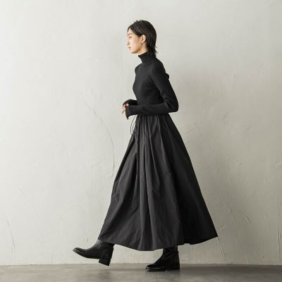ニットドッキングドロストワンピース≪手洗い可能≫