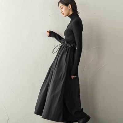 ニットドッキングドロストワンピース≪手洗い可能≫