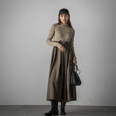 ニットドッキングドロストワンピース≪手洗い可能≫