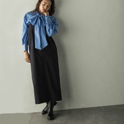 ＜MAYSON GREY（Women）＞２ＷＡＹピンストライプジャンパードレス≪洗濯機で洗える≫