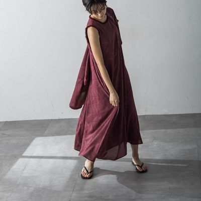 ペイズリー柄ノースリーブワンピース≪洗濯機で洗える≫