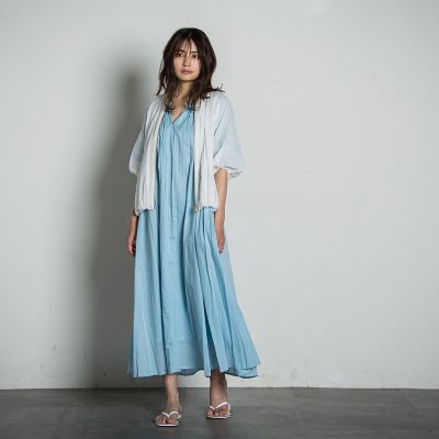 WEB限定カラーあり】インドボイルギャザーネックワンピース