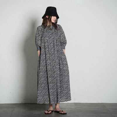 WEB限定カラーあり】インドボイルギャザーネックワンピース≪手洗い