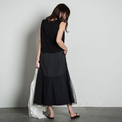 edition ノースリーブワンピース WEB限定】異素材切替ノースリーブワンピース≪洗濯機で洗える