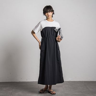 WEB限定】異素材ドッキングドロストワンピース≪洗濯機で
