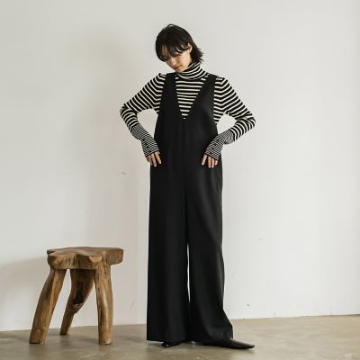カーブＶネックオールインワン≪洗濯機で洗える≫