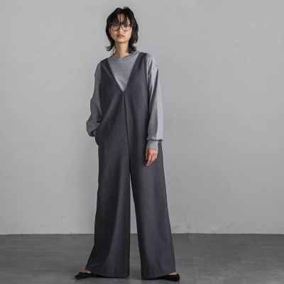 ＜MAYSON GREY（Women）＞カーブＶネックオールインワン≪洗濯機で洗える≫