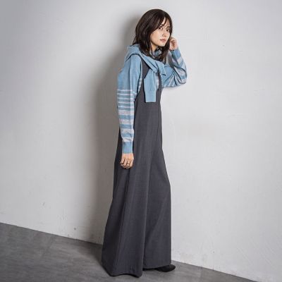 カーブＶネックオールインワン≪洗濯機で洗える≫