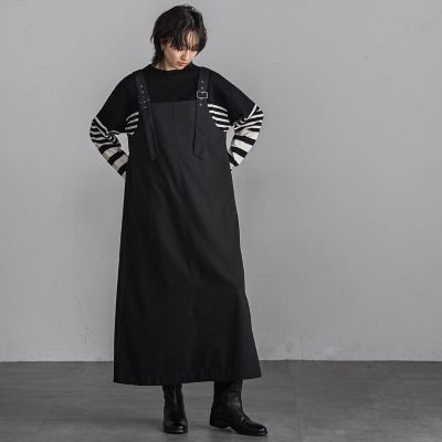 バックルベルトジャンパードレスワンピース≪洗濯機で洗える≫