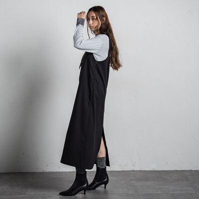 バックルベルトジャンパードレスワンピース≪洗濯機で洗える≫