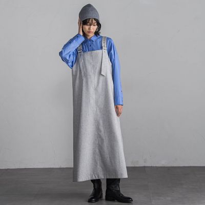 バックルベルトジャンパードレスワンピース≪洗濯機で洗える≫