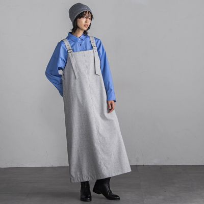 バックルベルトジャンパードレスワンピース≪洗濯機で洗える≫