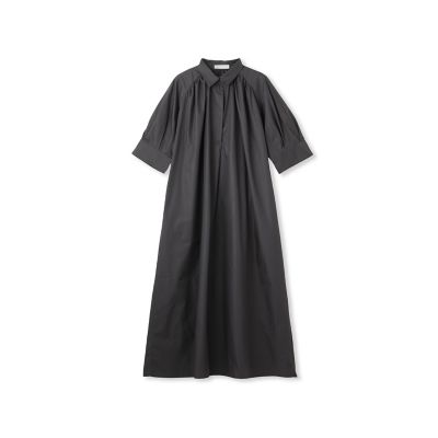 【ＷＥＢ限定】５分袖ギャザーシャツワンピース≪洗濯機で洗える≫