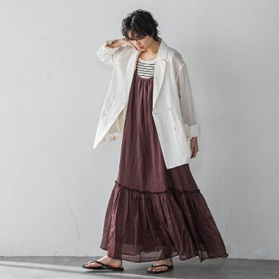 【美品 完売品】ケイミー デイリーワンピース 洗える 伸縮 M セール】 【大きいサイズ/麻製品染め】ロングワンピース /洗える