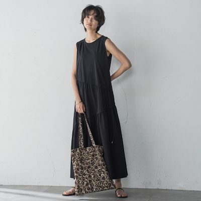 ドロストノースリーブカットワンピース≪手洗い可能≫