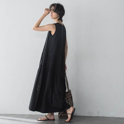 ドロストノースリーブカットワンピース≪手洗い可能≫