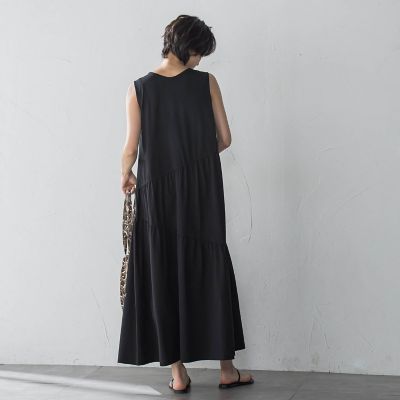 ドロストノースリーブカットワンピース≪手洗い可能≫