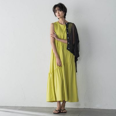 ドロストノースリーブカットワンピース≪手洗い可能≫