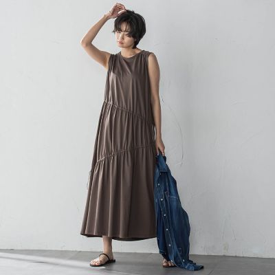 ドロストノースリーブカットワンピース≪手洗い可能≫