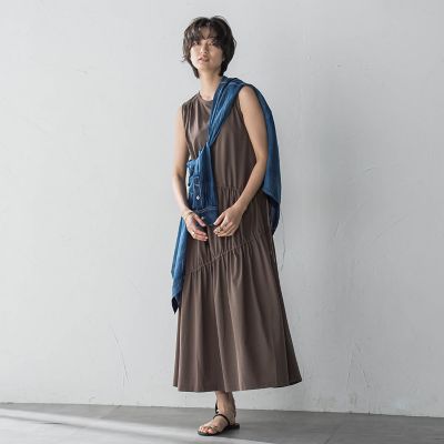 ドロストノースリーブカットワンピース≪手洗い可能≫