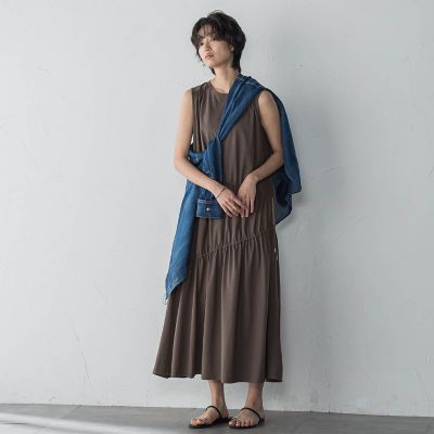 ドロストノースリーブカットワンピース≪手洗い可能≫