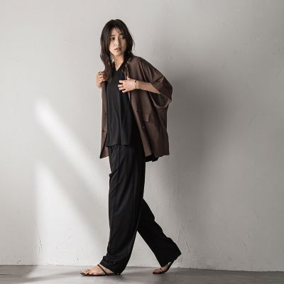 フレアノースリーブ＋カーブパンツセットアップ≪手洗い可能≫