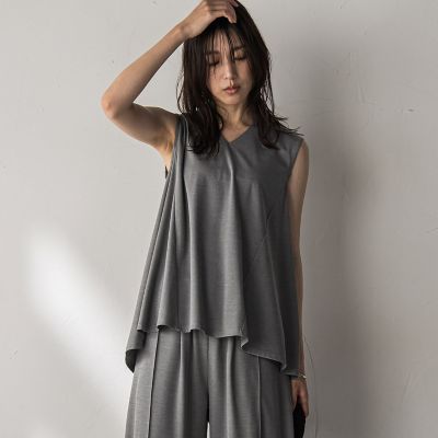 フレアノースリーブ＋カーブパンツセットアップ≪手洗い可能≫