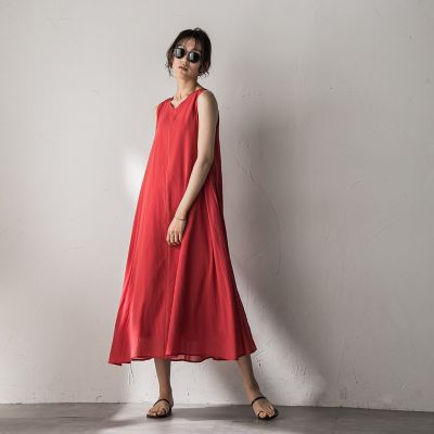 ＜MAYSON GREY（Women）＞麻調シアーラメステッチノースリーブワンピース≪手洗い可能≫