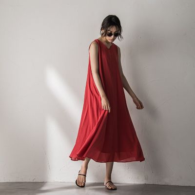 シアーラメステッチノースリーブワンピース≪手洗い可能≫